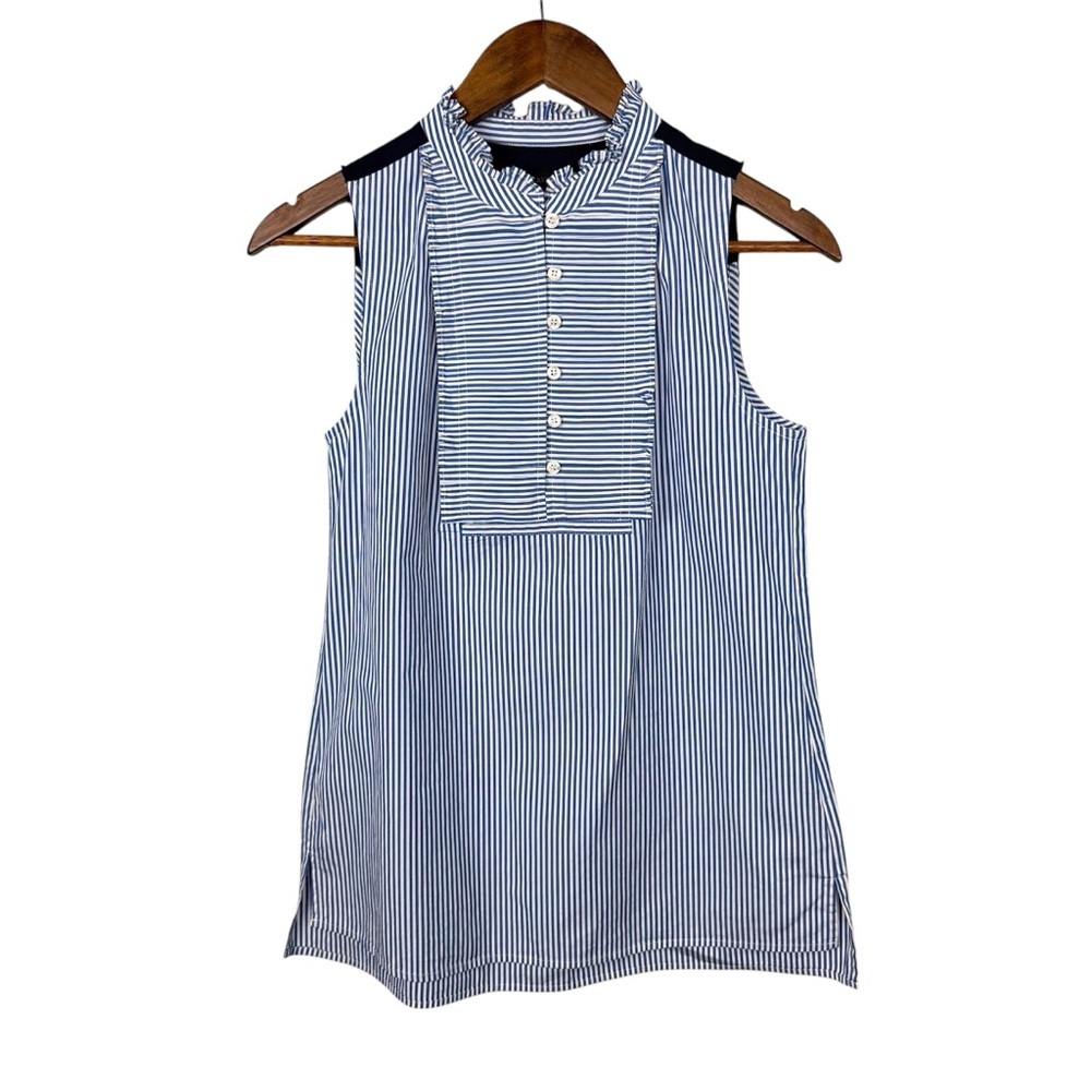 J. Crew French Pinstriped Bib Sleeveless Top